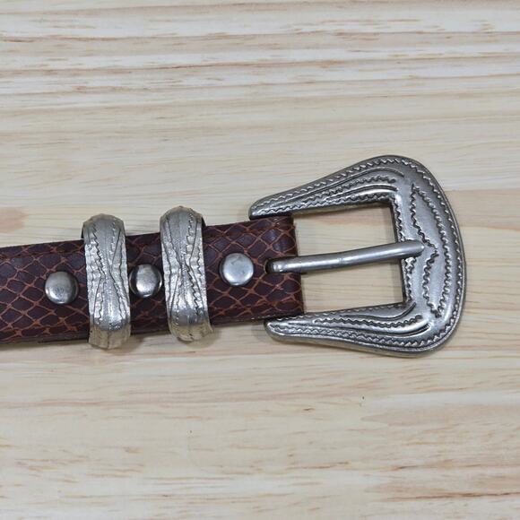 State of The Art Women's Size 12 Brown Faux Snake Skin Belt Western Boho Buckle - Picture 6 of 16